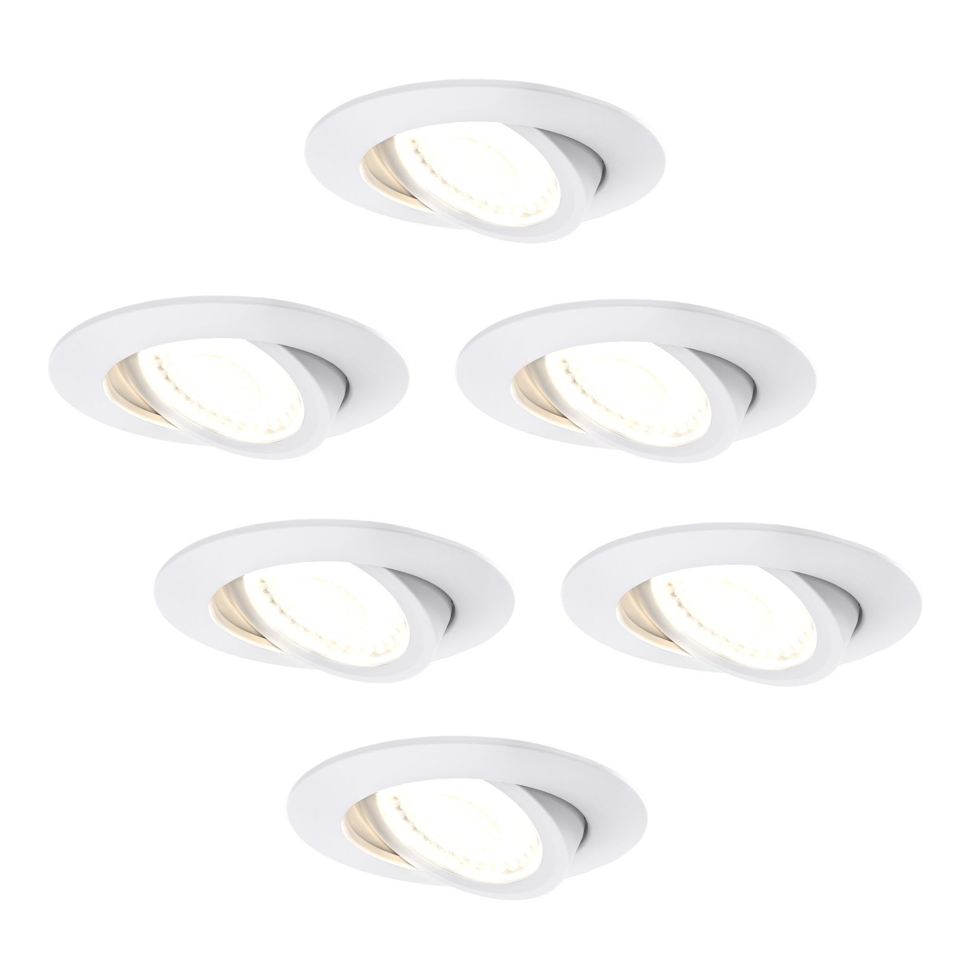 Ledvion - 6x LED Einbaustrahler, 230V, Weiß, dim to warm, IP65, wasserdicht, 5W/7W, COB, Downlight, Deckenstrahler, Bad, Küche, warmweiß, Tageslicht, Halogenersatz, Stimmungslicht, kompakt
