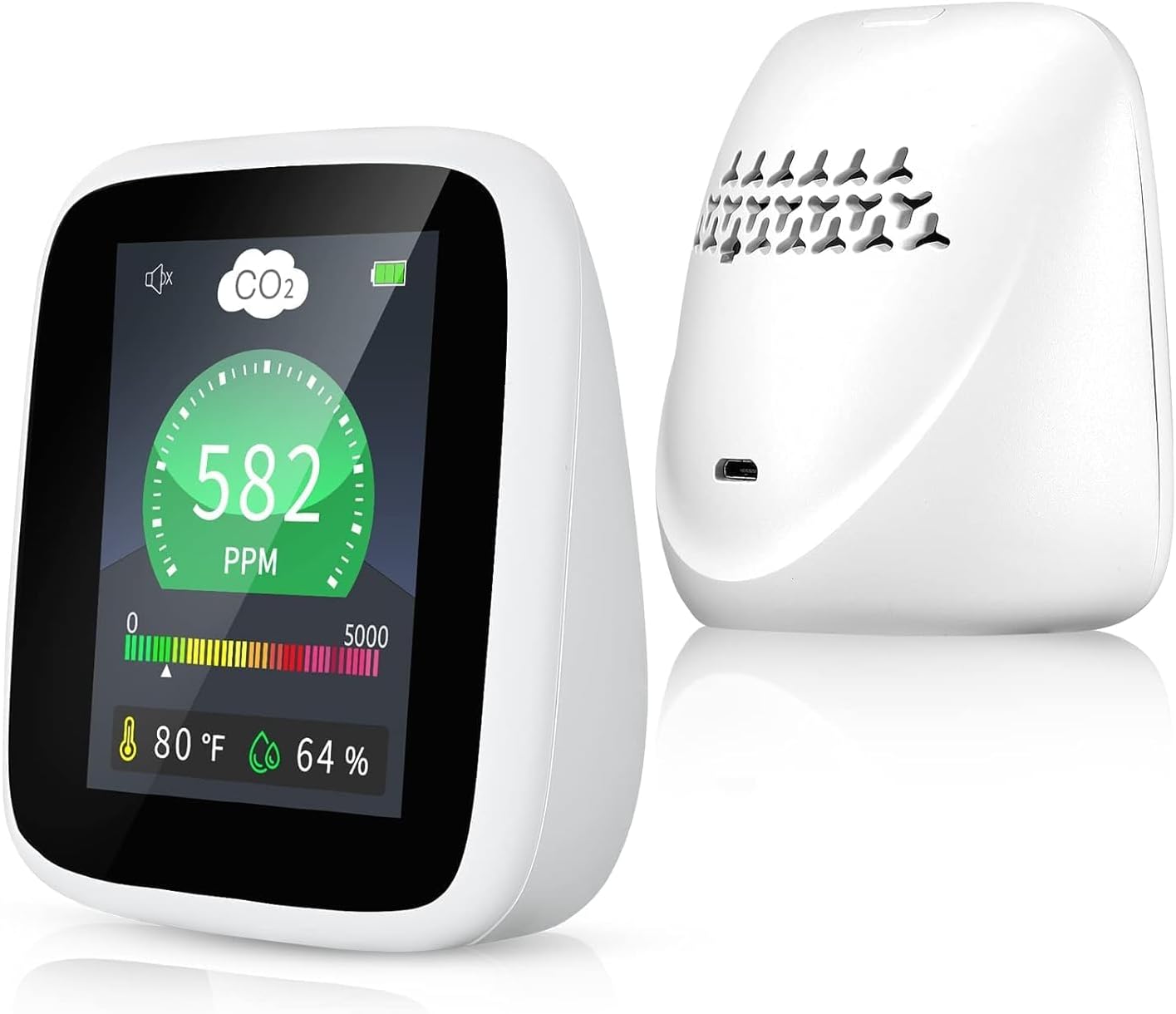 CO2 Carbon Dioxide Detector, 4-in-1 Indoor Air Quality Monitor, Portable CO2 Monitor, Tester for Carbon Dioxide, Temperature and Relative Humidity, CO2 Meter with Alarm, for Grow Tents, Homes, Cars