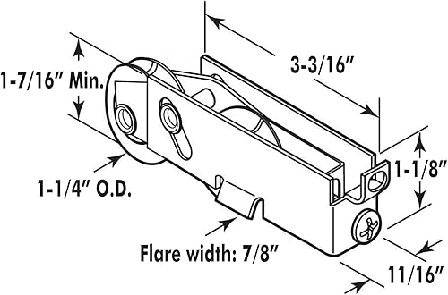 Miniatura 7 de Rodillos deslizantes de puerta de patio de repuesto para puertas de vidrio de aluminio, soporte F-Tab , rodamiento de bolas de acero de 1-1/4