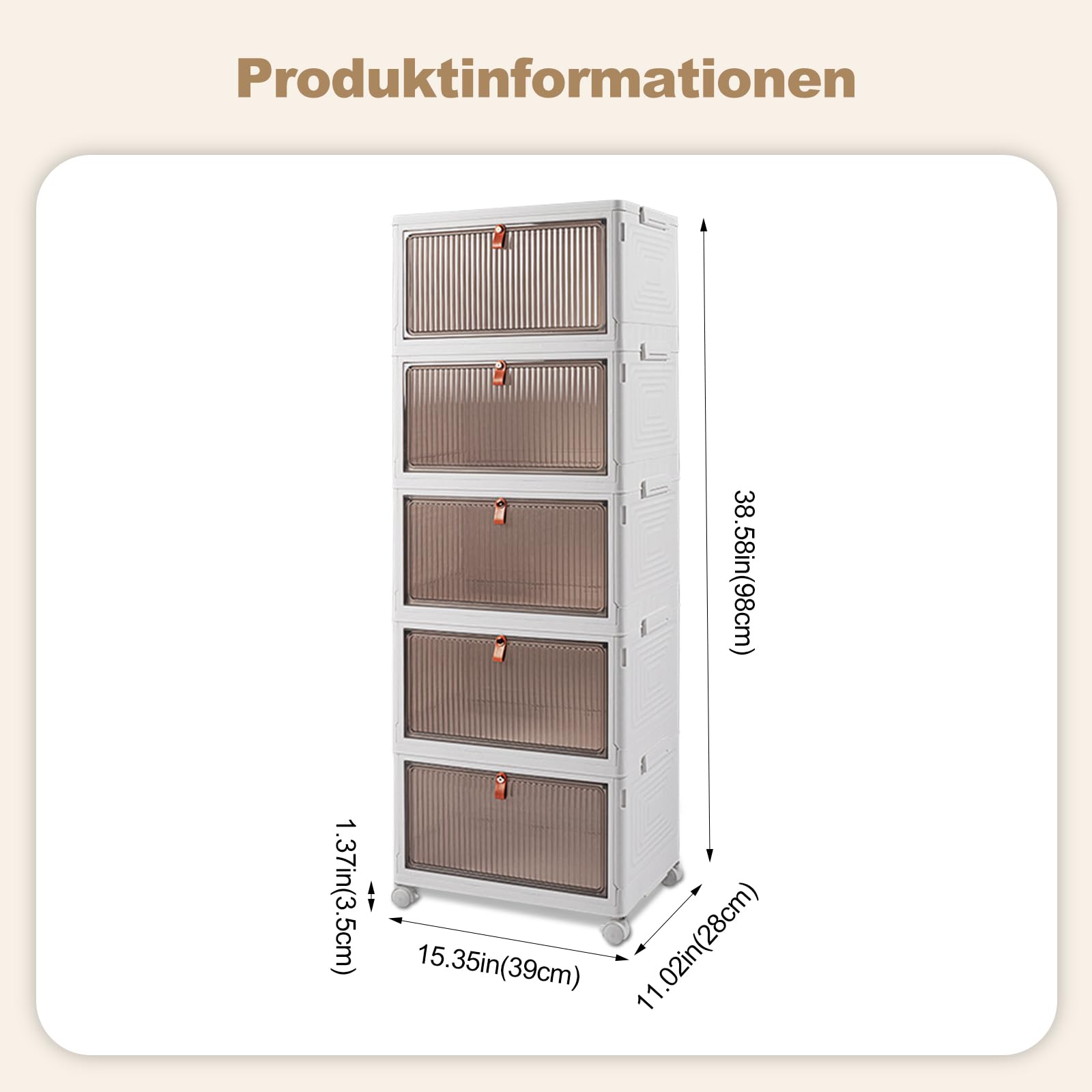 Ergocar Faltbare Aufbewahrungsbox, Kunststoff Aufbewahrungsbox mit Deckel, Stapelbare Aufbewahrungsbox Transparente mit Rollen, für Büro, Küche & Wohnzimmer