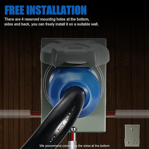 Miniatura 6 de Cable generador de 50 amperios y caja de entrada de alimentación, cables de generador de 15 pies de 50 amperios, cable de alimentación de generador