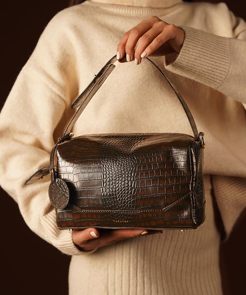 Image of Theater Bonbon Crossbody Duffle Bag for Women Structured Shoulder Handbag with Adjustable and Detachable Strap