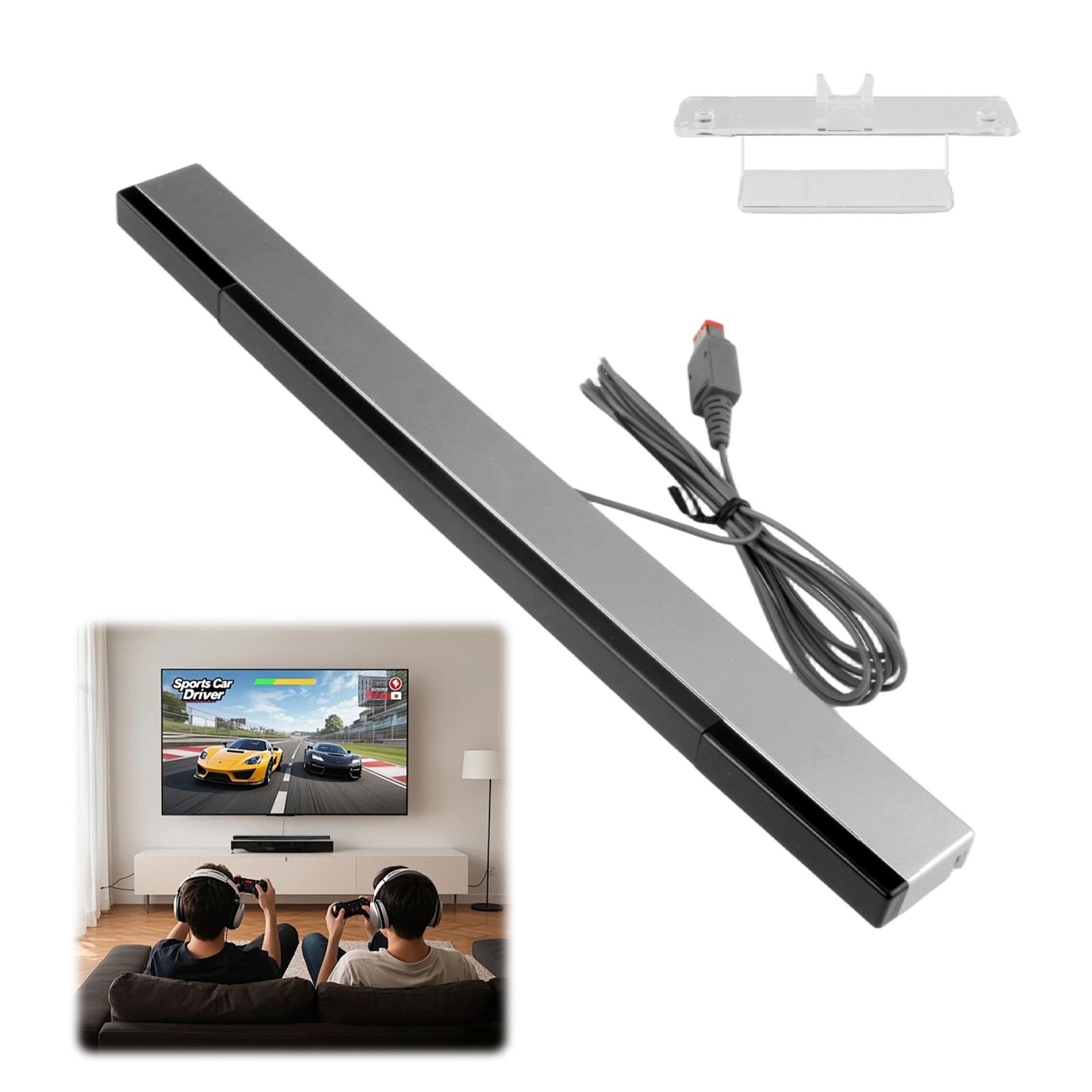 Barre Capteur,Capteur Wii Sans Fil,Capteurs Récepteur Sensor Bar Filaire | de Remplacement à LED à Rayons Infrarouges, avec Support Transparent, Compatible Console Wii et Wii U