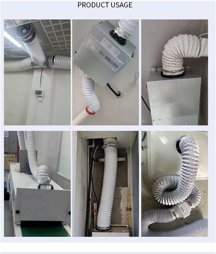 1pc Flexible Aluminum Foil Exhaust Duct - 200mm Diameter, White PVC Ventilation Hose for Kitchen, Bathroom, HVAC(1.5m)
