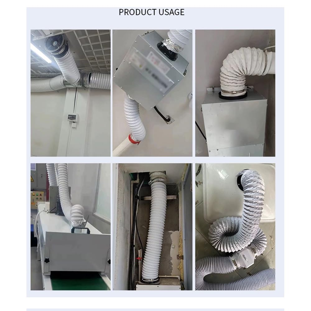 Tubo de escape flexible de aluminio (1 unidad), diámetro interior de 180 mm, manguera de ventilación de PVC blanca for cocina y baño. | 6m