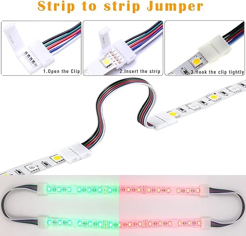 Miniatura 4 de Kit de conector de tira LED de 5 pines, incluye conector RGBW LED de 5 pines en forma de L y T, conector sin soldadura de 5 pines, tira LED para
