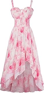 Scarlet Darkness Summer Dresses for Women 2026 Floral Corset Wedding Guest Dress Ruffle Maxi Dress with Pockets Price In India