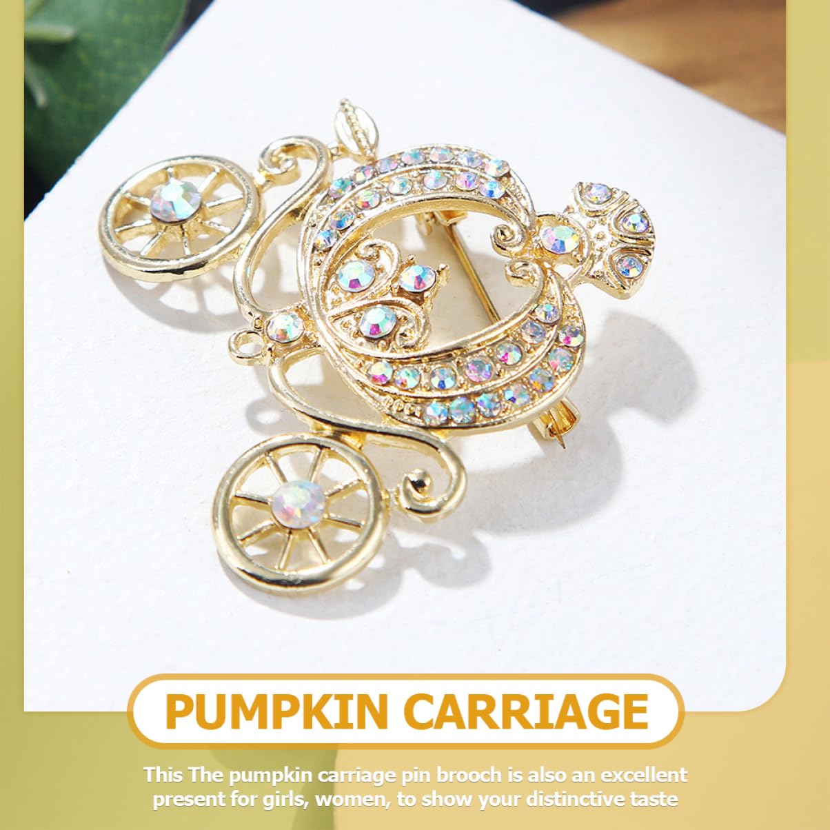 LIFKOME Pumpkin Carriage Brosche Damen Vintage Schmuck mit Bunten Strasssteinen für Kleidung Schals und Hüte für Besondere Anlässe Wie Geburtstage und Hochzeiten