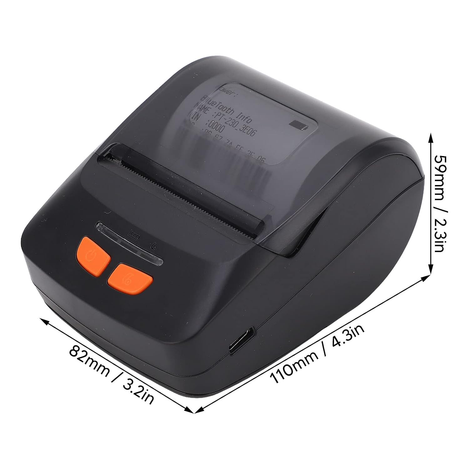 Dimensions of the Qinlorgo PT 230 printer