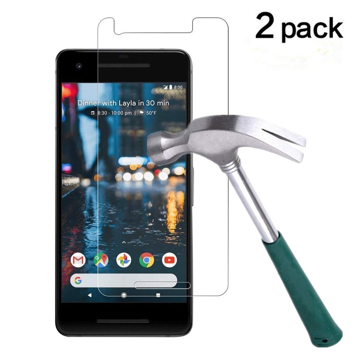 TANTEKGoogle Pixel 2 Screen Protector,[2-Pack] [Case Friendly] Pixel 2 Anti Scratch,Bubble Free, HD Ultra Clear,Premium Tempered Glass Screen Protector for Pixel 2 (2017)