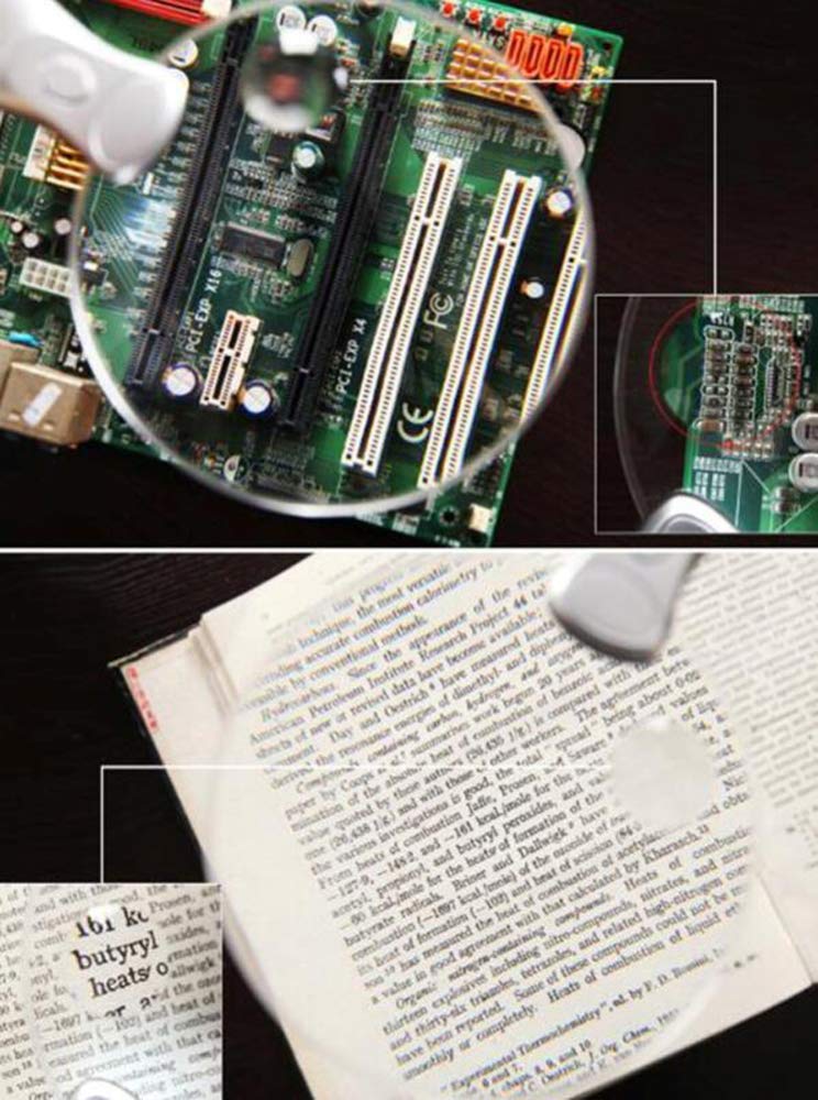 Lupa de 2.5X 8X 2 LED, Lupa de Manos Libres con Soporte de lámpara Clip de Escritorio de Mesa Ajustable Lupa iluminada para Lectura, Soldadura, reparación, Pasatiempos y Manualidades A, Magni