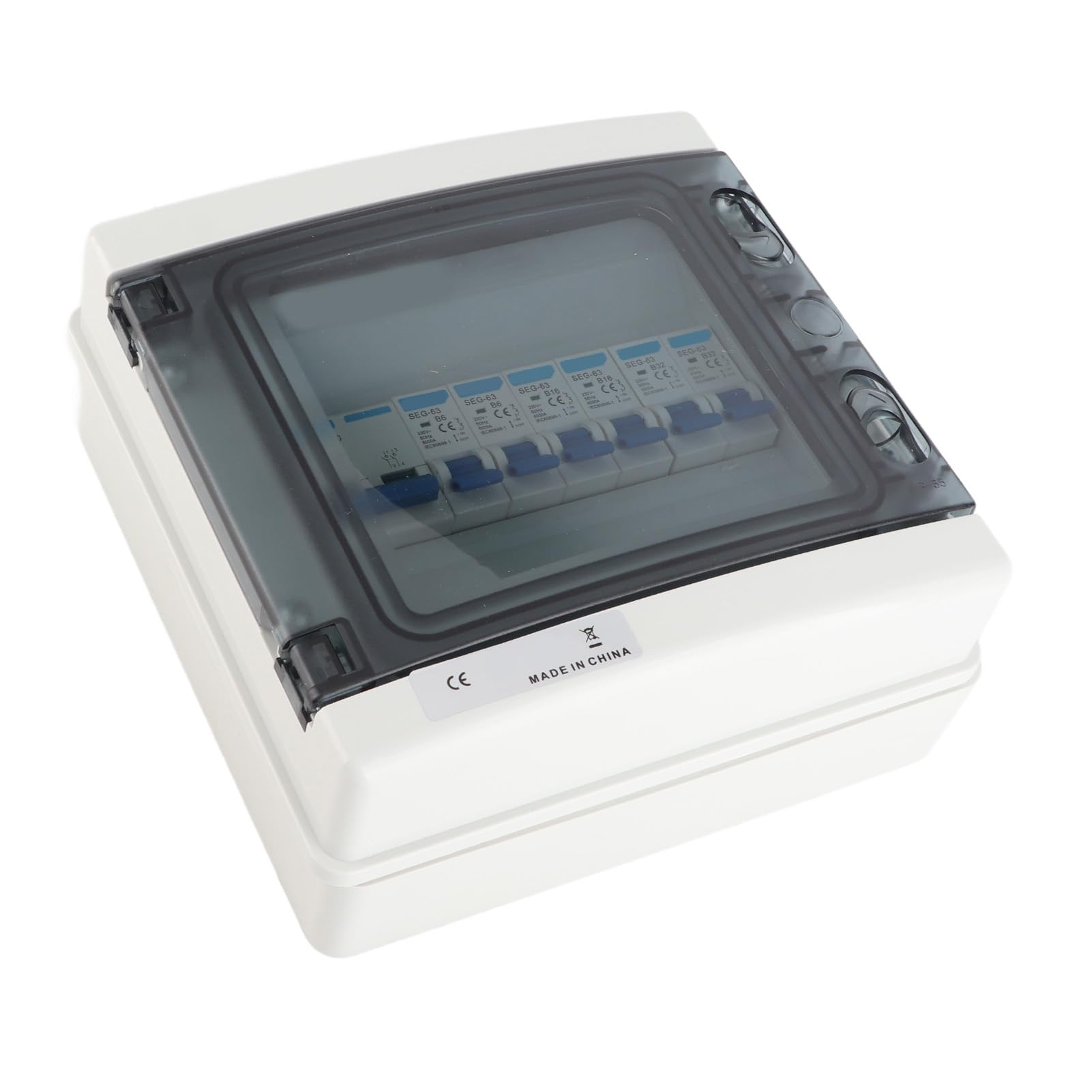 TOPINCN 6 MCB -Verteilungsbox (2xb6a + 2xb16a + 2xb32a) Hauptschalter 100A 6 EU -Routen Elektrische Sicherheit für Externe Verwendung ABS + PC Caravans