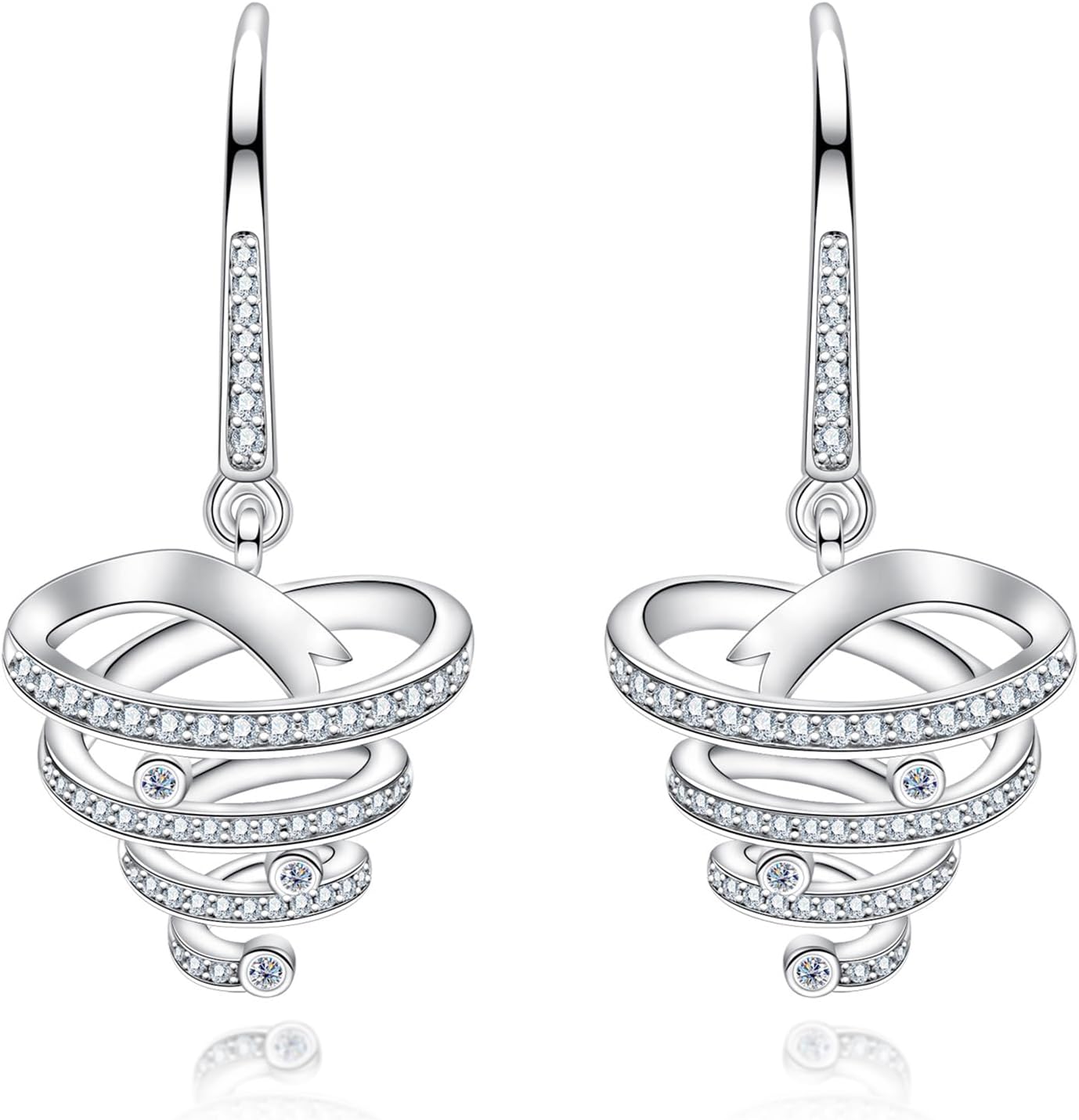 AnuClub Moissanite Dangle Earring D Color VVS1 925 Sterling Silver Love Heart Tornado Drop Earring for Women Wife Her with Certificate