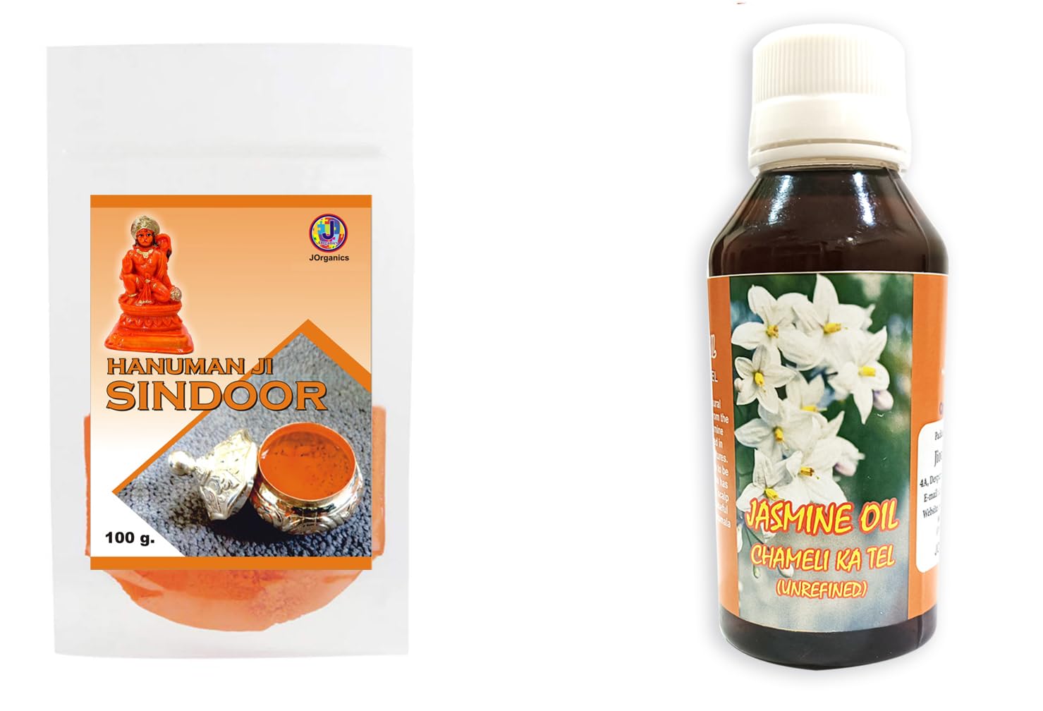 J Organics Hanuman Ji Sindoor and Chameli Oil | 100 ml Jasmine Oil