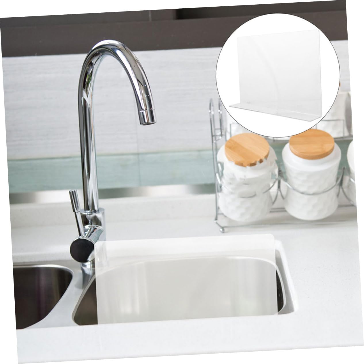 NAMOARLY Kitchen Sink Splash Guard Acrylic Splash Guard Splash Proof Plate Sink Water Splash Guard for Dish Washing (s 35x5x21cm)