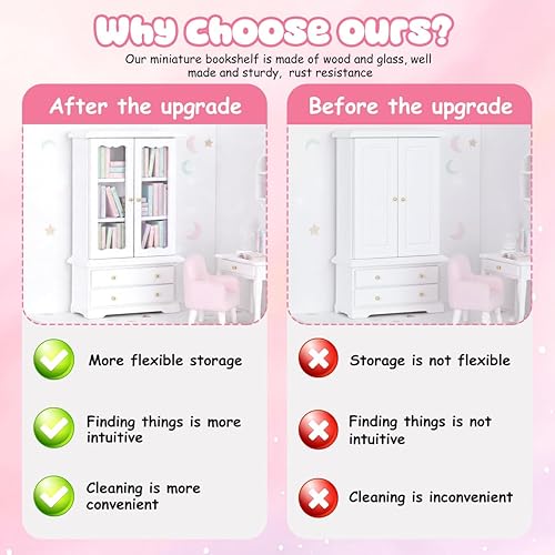 Miniatura 5 de NUOBESTY Mini estantería de madera pequeña vitrina modelo de estantería en miniatura para casa de muñecas Micro Fairy Garden muebles accesorios