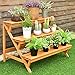 Giantex 3-Tier Wood Plant Stand, 35inch Wide Ladder Shelf Flower Pots Holder, 3 Tiers Step Plant Display Rack, Freestanding Utility Storage Organizer Rack for Indoor Outdoor Use, Stair Plant Stand