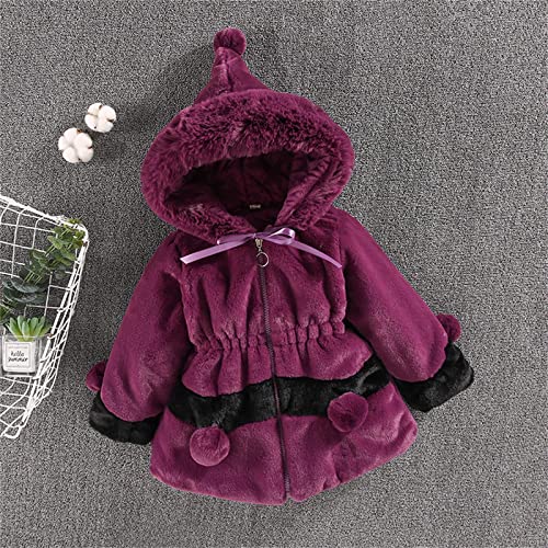 Toddler Girls Hooded Faux 𝗙𝘂r Jacket Thicken Zip Long Sleeve Fleece Coat Winter Warm Windproof Outerwear2