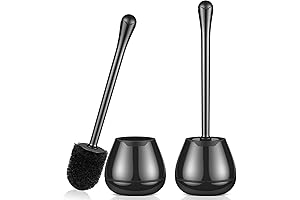 2 Pack Toilet Spear Brush and Holder - Drip-Proof Deep Cleaning