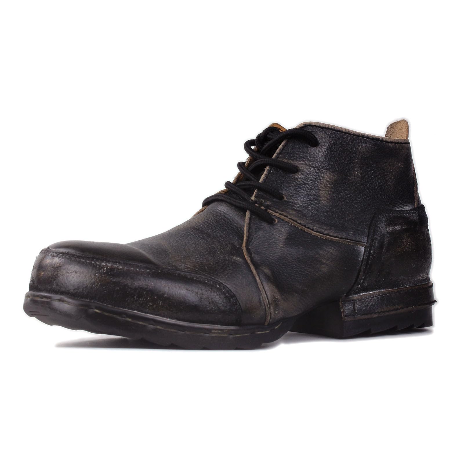 OSSTONE Vintage Braun Herren leder retro chukkastiefel Worker biker boots-motorrad-leder-schuhe für Schnürstiefeletten boots OS-6015-7-Vintage-DE-R
