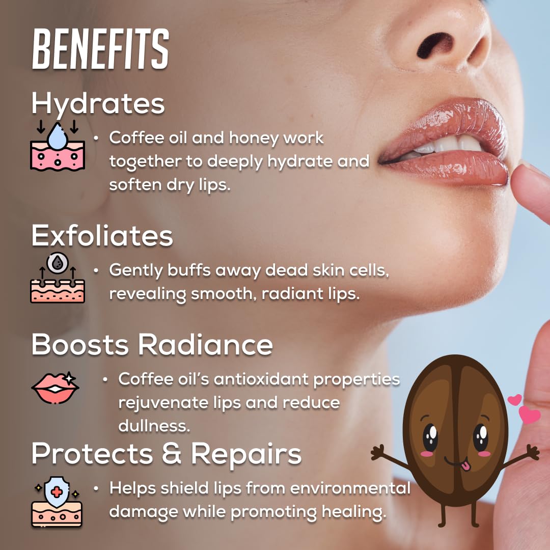 Bee & Beauty Moisturizing Lip Serum Roll On - 5ml | With Aromatic Coffee Infusion | Nourishes, Hydrates and Gently Exfoliates | For Men and Women | Natural Pink Lip Roll On For Daily Lip Care
