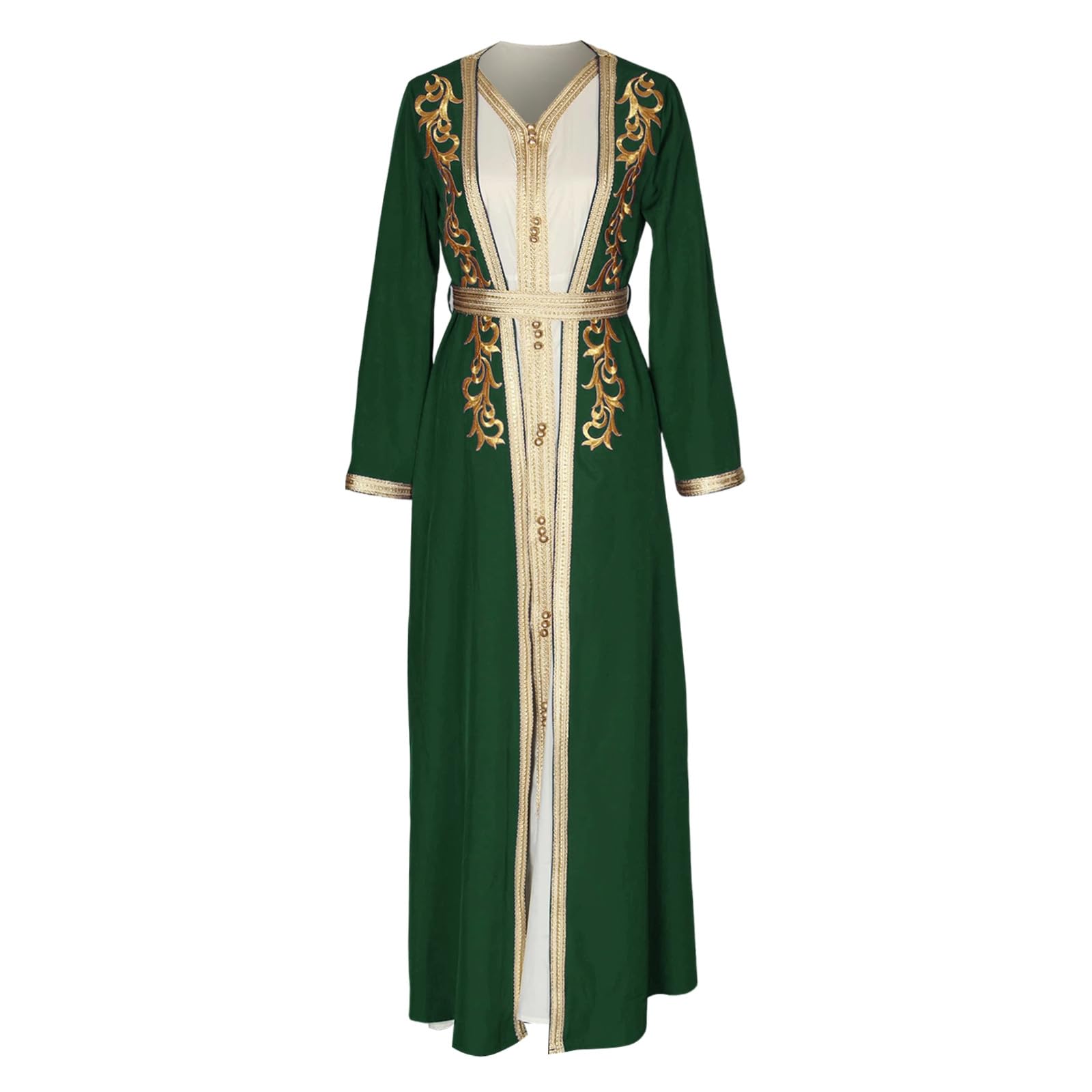 Generisch Élégante robe musulmane Abaya avec robe brodée à manches longues et sous-robe.