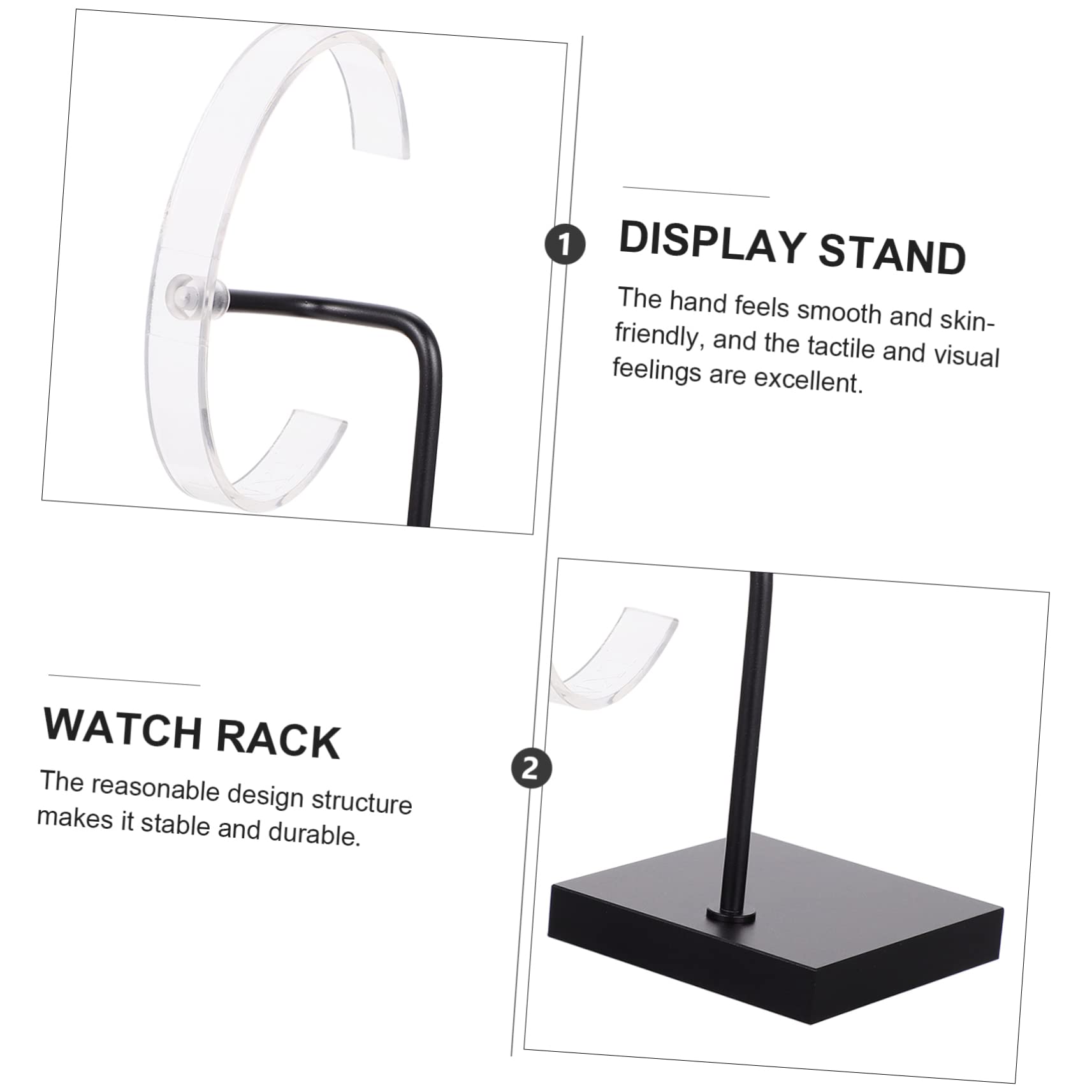 Gatuida 2 Stücke C Aufbewahrung Halskette Schwarz DREI Organisation Rack Professionell Schlafzimmer Nützlich Ständer Uhr Stütze Schmuck Klar Halter Metall Speicher Vitrine Zeigen