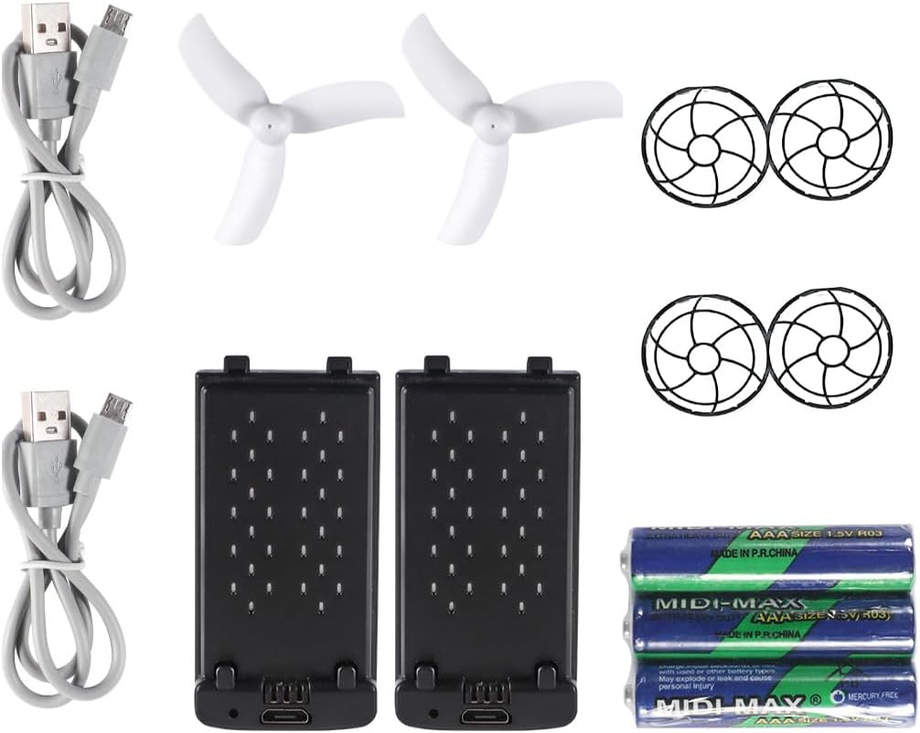 SWA35 Accessories Include 2 Drone Batteries, 2 Charging Cables, 3 FAA Batteries, 2 Protective Covers.