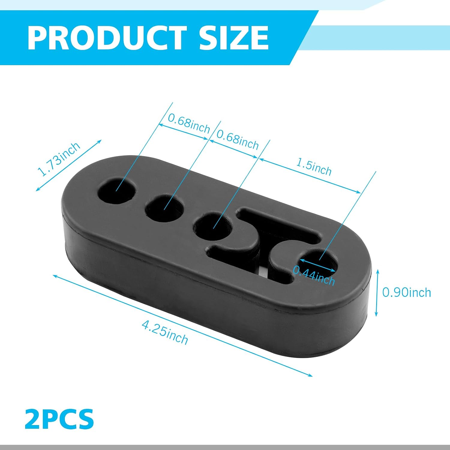 2 PCS Exhaust Hanger, 4 Hole Adjustable Exhaust Pipe Muffler Insulation Shock Absorber Hook, High Temperature Resistant Rubber Mounting Bracket, for Most Cars Modification Parts (Black)