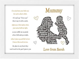 Personalised Mummy Poem Gifts From Daughter Son - Mothers Day Gifts For Mummy, Nanny, Grandma - First 1st Mother's Day Gifts New Mum Baby - I Love You Mummy