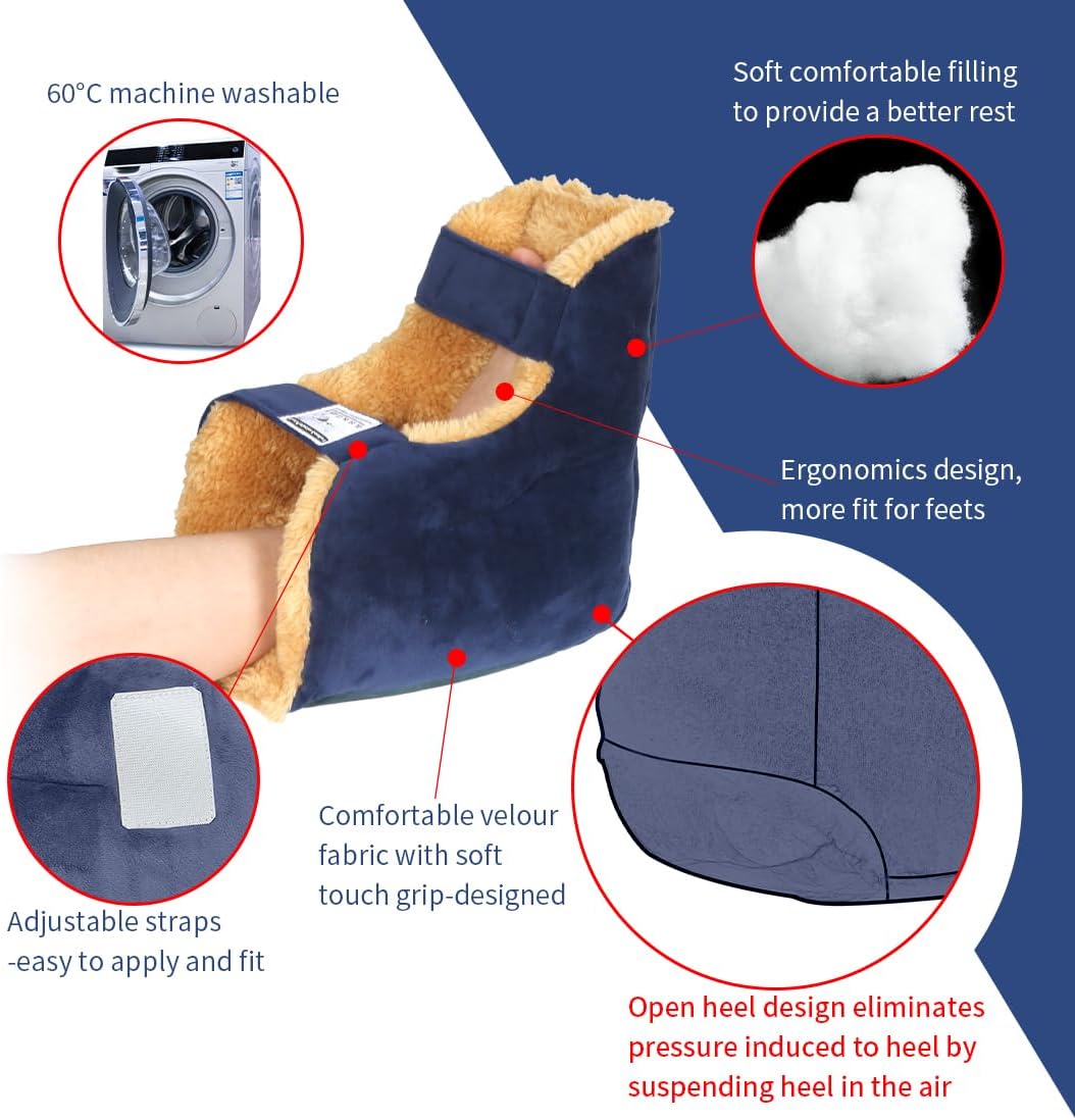 Heel Protectors for Bed Pressure Sores in Bed,Foot Boot Pillow Comfort Cushion for Bedridden Patients Remove Bedsores, Ankle Booties Pad for Ulcer Pain Relief (Gray, Pack of 1 Count)