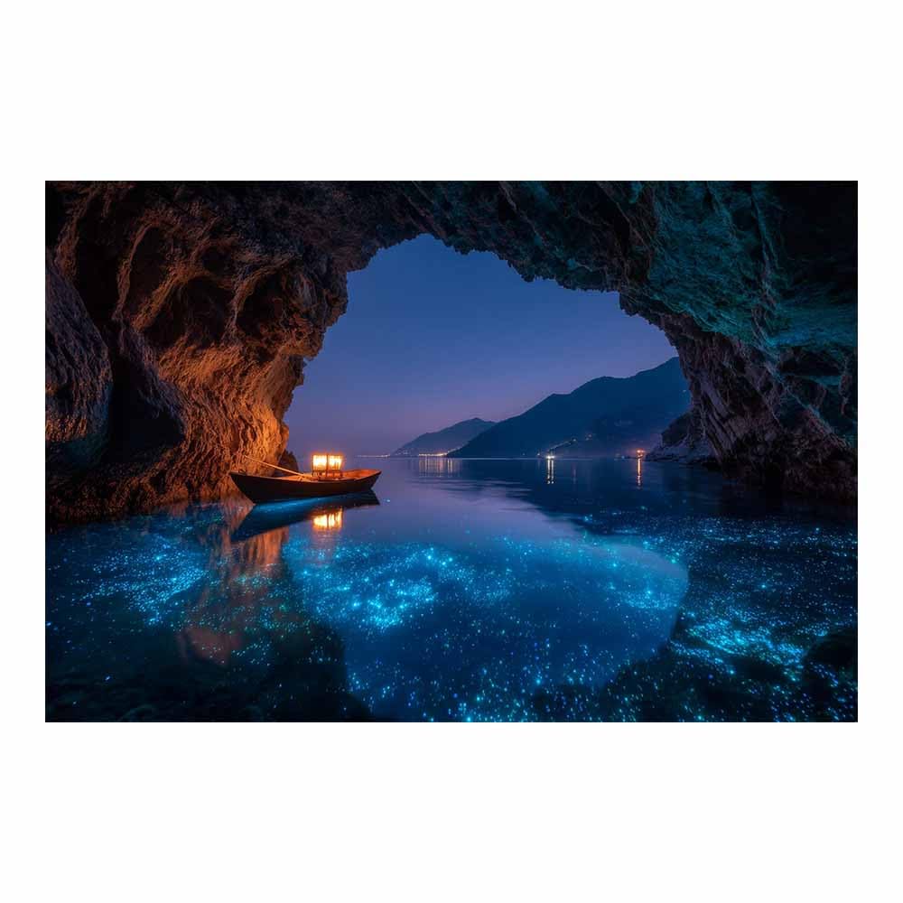 HOQIU Vintage wall art Enchanted Cave Lagoon decorative painting, wall art, for Living Room Bathroom Bedroom Kitchen Decoration.(Multicolor)-30x40cm Unframed