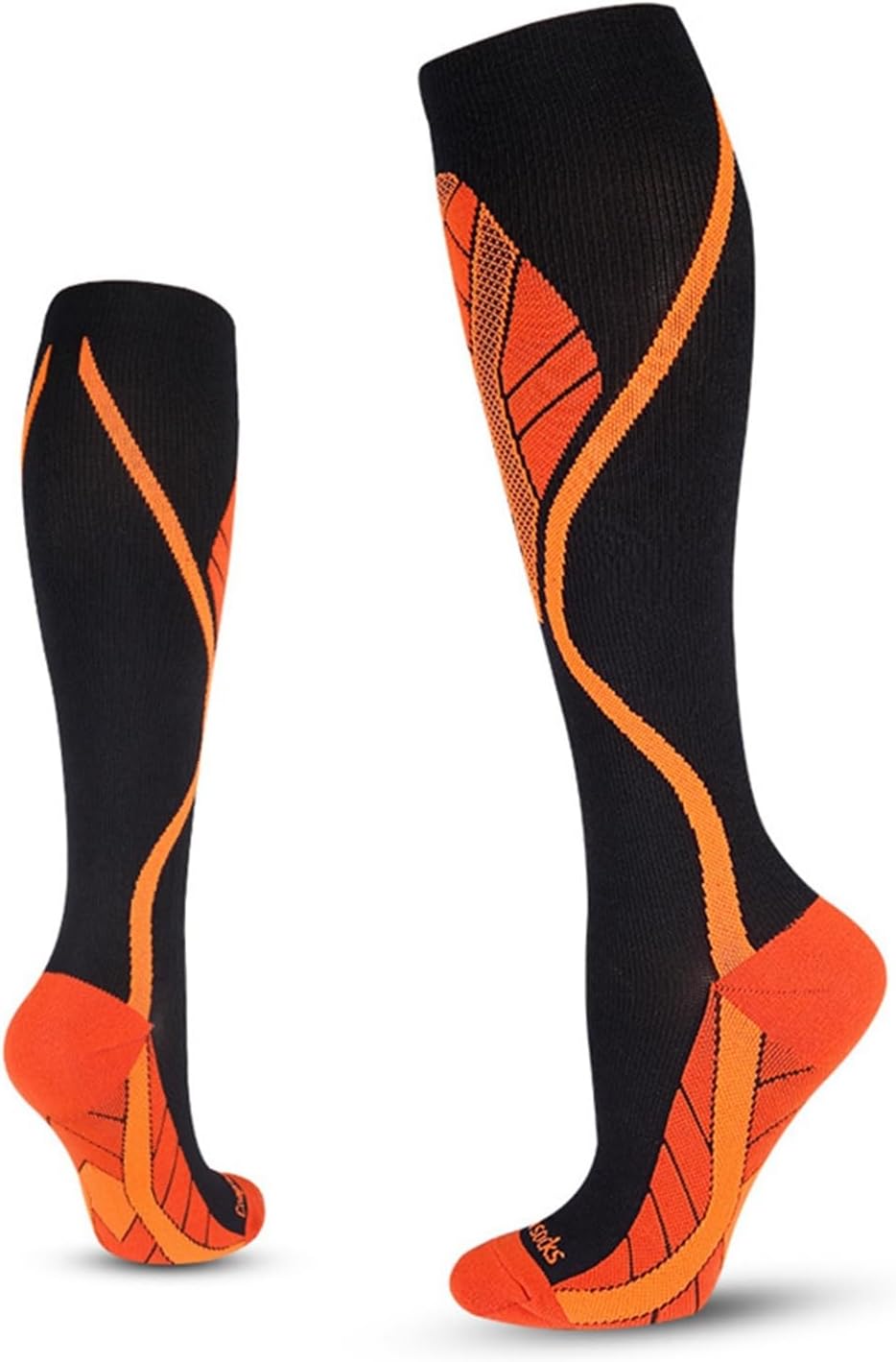 Outdoor Cycling Socks Marathon Running Jump Rope Fitness Compression Calf Socks(Black,S/M)