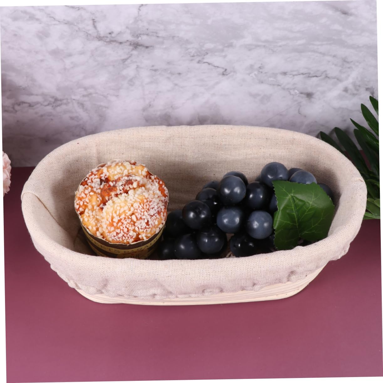 2sets Rattan Baskets Bread Proofing Bins for Sourdough Bread Containers Liner Lid Banneton Proofing Basket