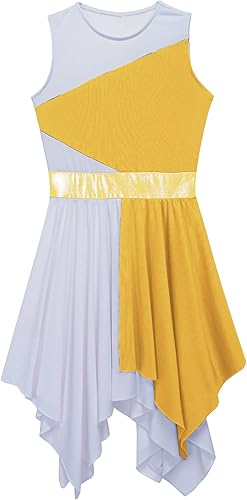 Miniatura 5 de CHICTRY Vestido de baile lírico sin mangas para niñas disfraz de adoración litúrgica ropa de baile contemporánea