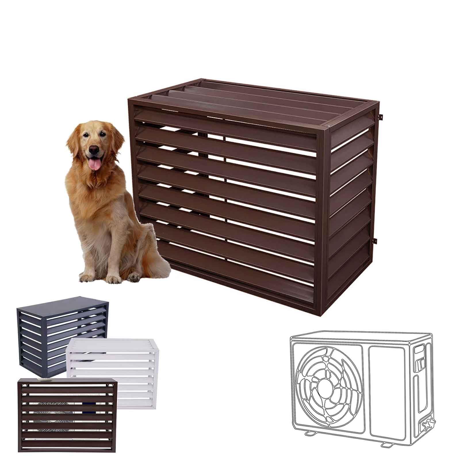 Pxkmouy Brown B Outdoor Condenser Protective Cover Air Source Heat Pump Cover 1.5P/2~3P/5P Aluminum Air Conditioner Top Cover Ac Privacy Fence For Prevents Foliage Wee An Be Used Outdoors For Many Years