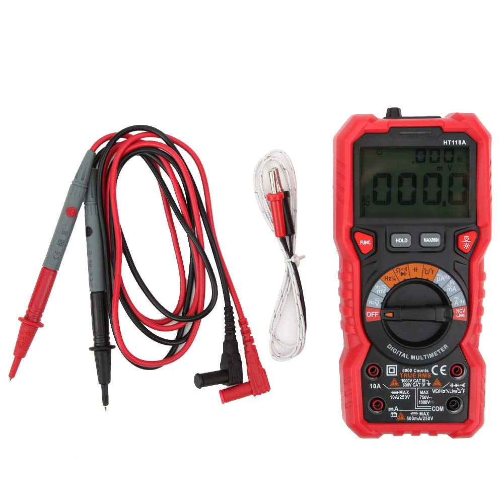 Multimetr miernik napięcia DC/AC 6000 Count Digital Multi-Tester automatyczny zakres wartości skutecznej amperomierz HT118A