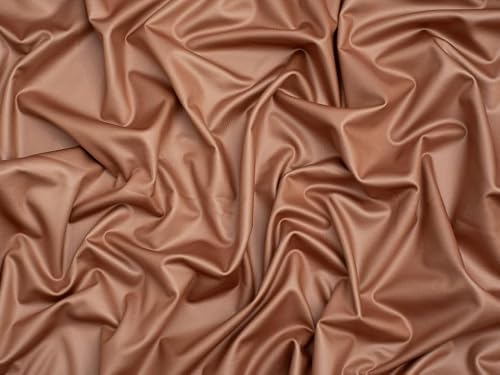 Minerva Core Range Camel Faux Leather Activewear Stretch Knit Fabric for Bag Making, Dressmaking & Upholstery - 150cm Wide - per metre