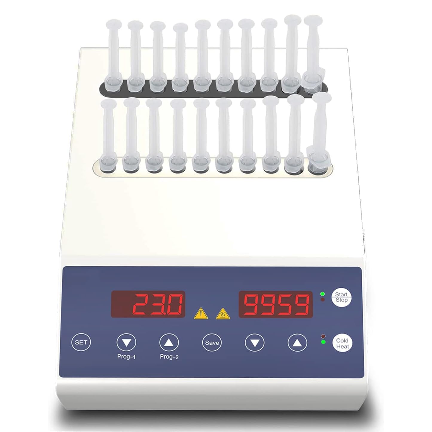 Machine de chauffage au gel, chauffage et refroidissement rapides, plage de température 10-90 ℃, minuterie jusqu'à 99 min59 s, mode continu, 2 programmes stockés, pour applications de laboratoire et