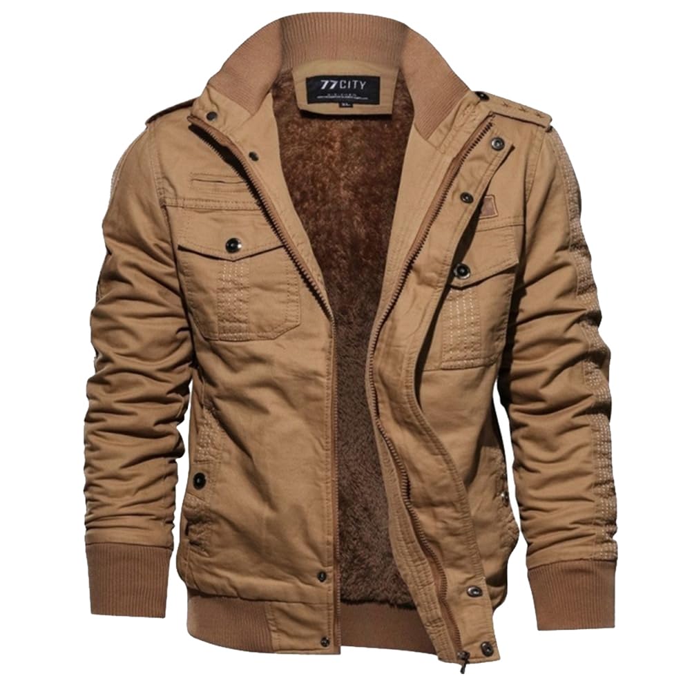 Veste Homme Polaire Vestes Cargo Hiver Chaud Blousons Homme Zippée Blouson Militaire Manteaux Coupe Vent Avec Poches