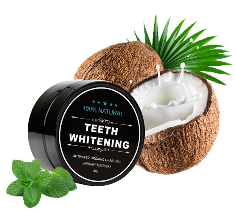 Orgrul Polvo blanqueador de dientes blancos, limpieza dental para dientes blancos, polvo de carbón activado de coco natural, blanqueamiento dental, eliminación de manchas dentales
