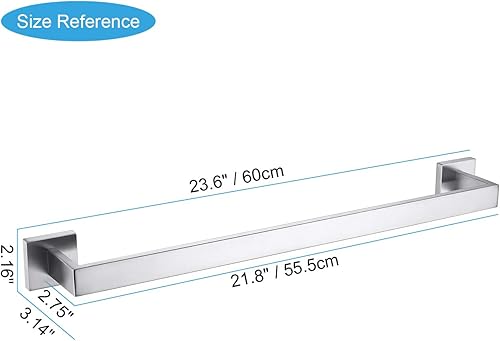 Miniatura 5 de TASTOS Toallero individual negro de 23.6 pulgadas, barra de toalla de baño de acero inoxidable SUS 304 resistente, toallero de cocina, soporte de