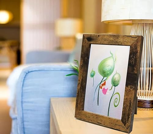 Miniatura 5 de Portarretratos de madera de fibropanel de densidad media, paquete de 2 unidades para mesa y pared (marrón, 3.5 x 5 pulgadas3.5 x 5.0 in)