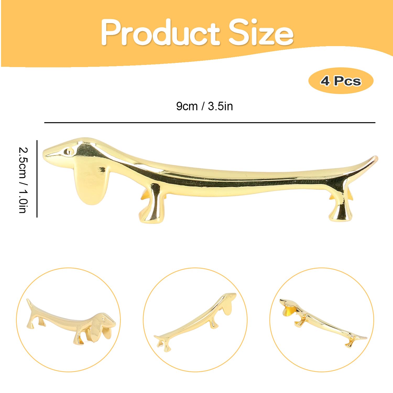 4 Soportes Palillos Acero Inoxidable Animal Perro Oro Posacucharas | Reposacubiertos Reutilizable para Mesa Comedor Cocina Restaurante