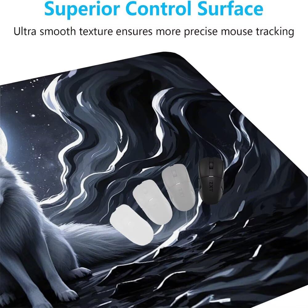 Bianco Tappetino Mouse XXL 1000x500x3mm, Gaming Tappetino Mouse Volpe Mousepad con Base in Impermeabile Gomma Antiscivolo per Tastiera Computer Ufficio Idea Regalo Festa del Papà e Compleanno X-958