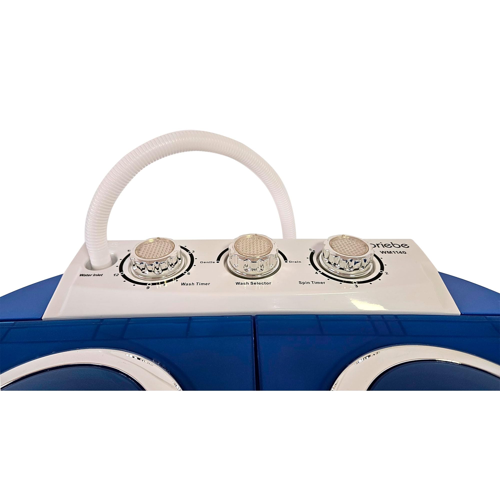 briebe Camp - Mini Lavatrice Portatile con Centrifuga, Campeggio, Capacità 3 kg, Ideale per Viaggi, Roulotte, Camper, 2 Scomparti, Caricamento dall'alto, Nessuna installazione, Blu/Bianco