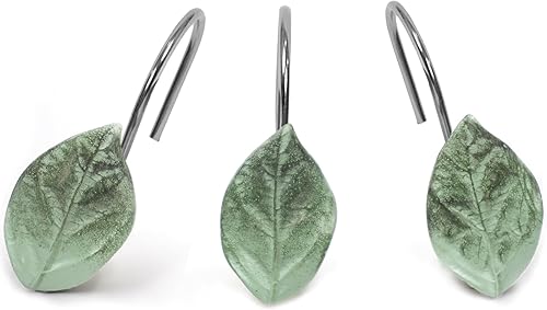 OBERITOL 12 ganchos decorativos para cortina de ducha, ganchos decorativos para cortina de ducha, ganchos de acero inoxidable a prueba de óxido para