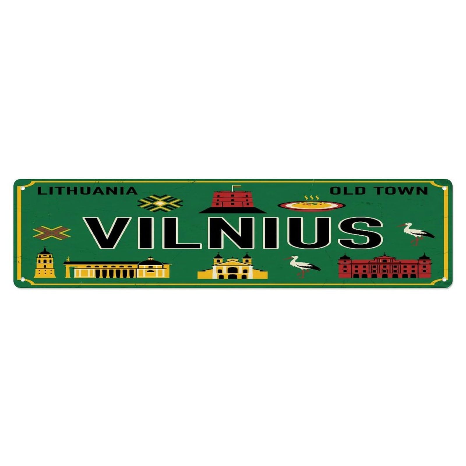 Tgrcjimh Style Metal Tin Sign Vintage Travel Vilnius Lithuania Cathedral Gates