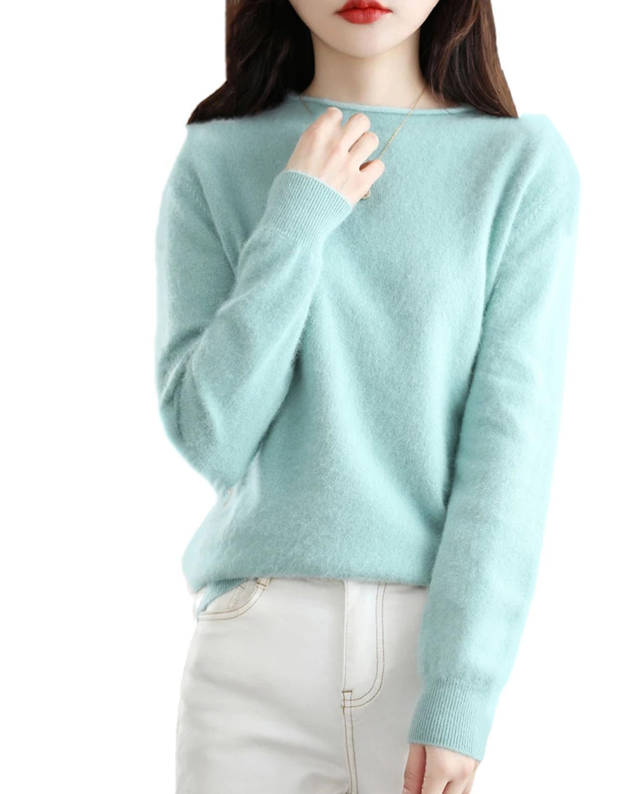Maglione da Donna Autunno E Inverno con Scollo A O, Top Casual Lavorato A Maglia Allentato