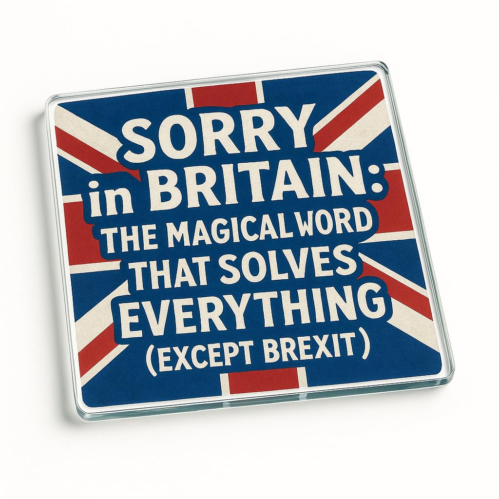 The Plum Penguin [Pending Uniqueness Check] Funny Acrylic Coaster Gift For Dad Birthday - Britishcore Humour Uk Theme Novelty Drinkware For Christmas Or Secret Santa